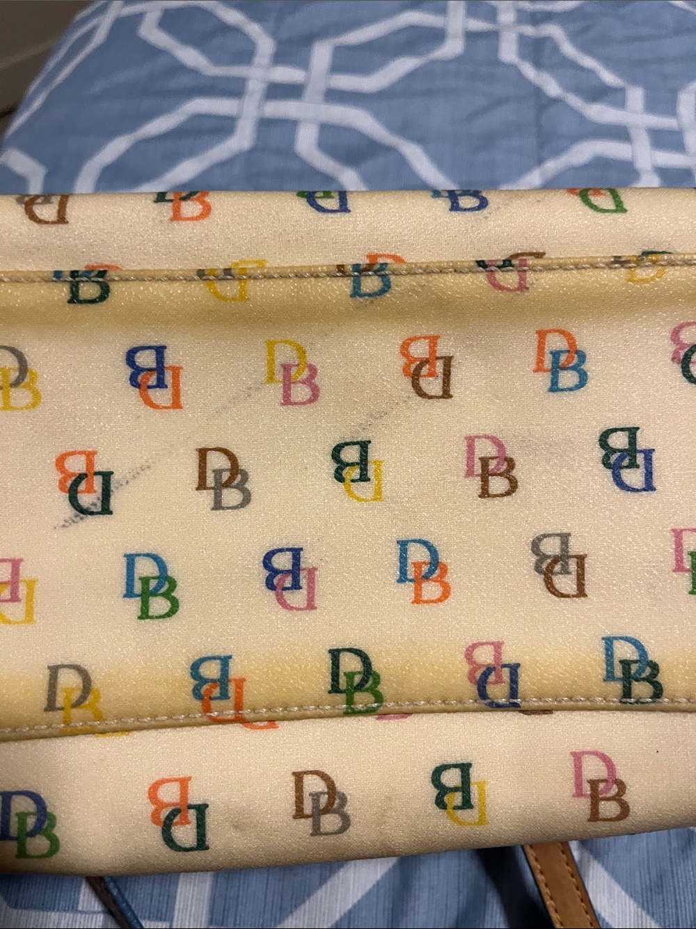 Multicolor Logo Print Women’s Satchel - Cream and Tan no UV - Picture 11 of 11